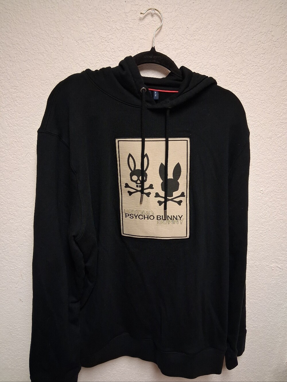 Psycho Bunny Black Hoodie with Cream Logo Patch SIZE 2X